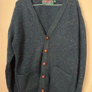 Vintage Kerry Classics Irish Wool Cardigan Unisex Heavy Grandpa Blue